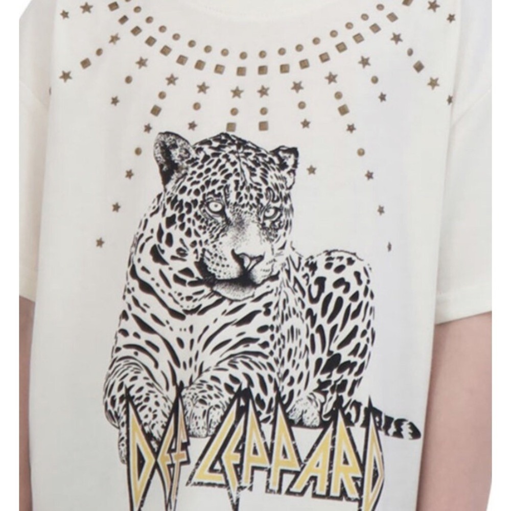 Def Leppard Studded T Shirt Retro Band Licensed Juniors Xl 14/16‎ Womens Sm NWT